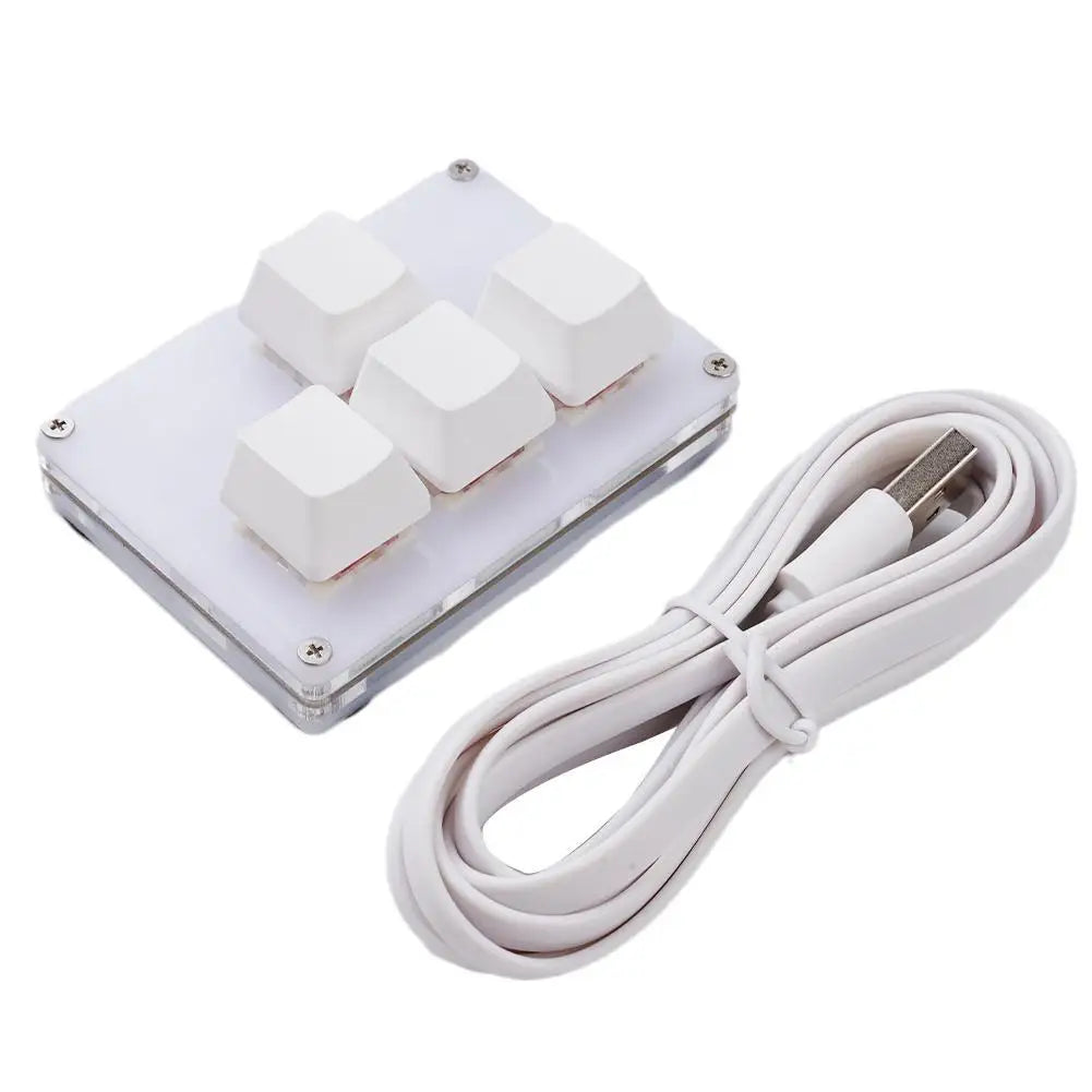 4 Keys Mini Keyboard Direction Arrows Keypad Up Down Left Right DIY Custom Programming Shortcuts USB Mechanical Keypad White